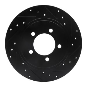 Ford Explorer Brake Rotor (1) - Rear Right - R1 Concepts - Drilled & Slotted - Black - `02-`10